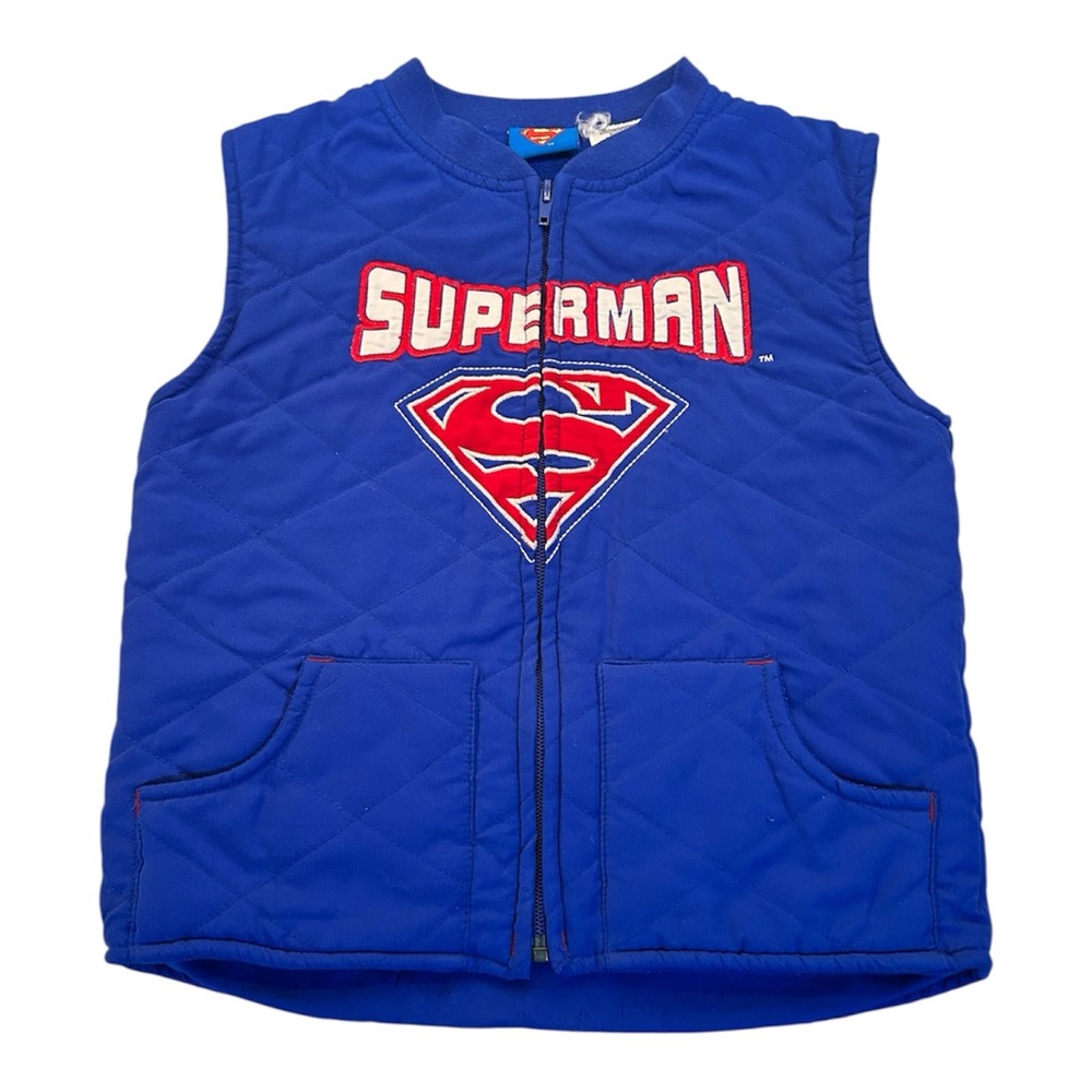Superman DC Comics Boys Quilted Full Zip Vest Pockets Size 5‎